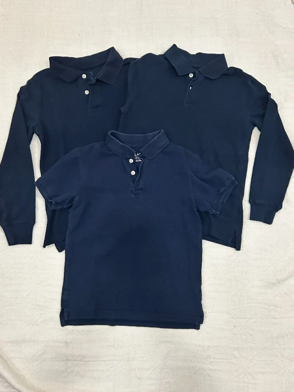 Bundle: Boys Uniform (2) Long Sleeves (1) Short Sleeves Polo - Size 10/12